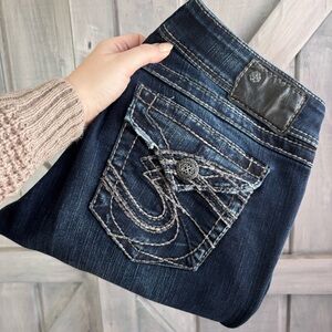 Silver Jeans SUKI SURPLUS Dark Blue Denim Bootcut Size 29